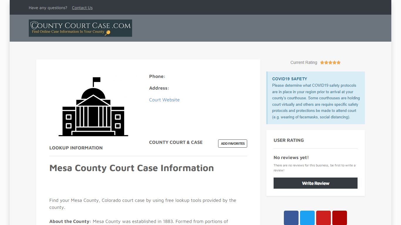 Mesa County | County Court Case Search & Lookup | CountyCourtCase.com